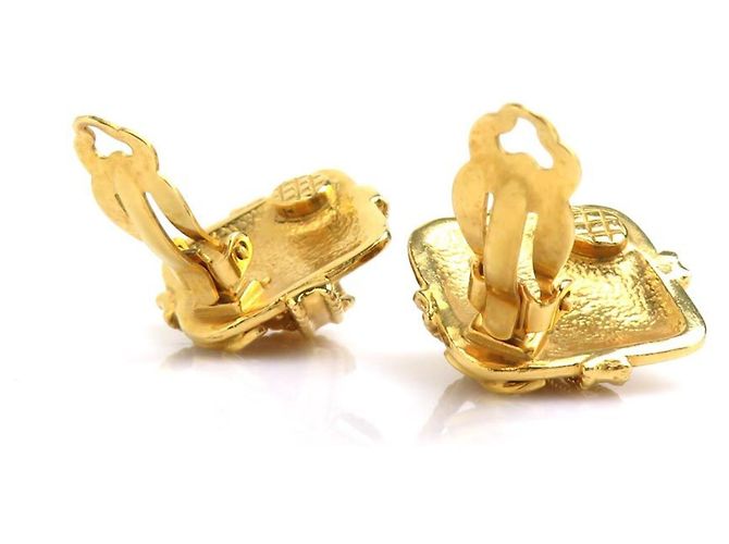 Pendientes de clip dorados Chanel - vista 5