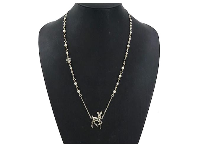 Collana Bambi Chanel Nero D'oro Verde Bianco sporco - vista 9