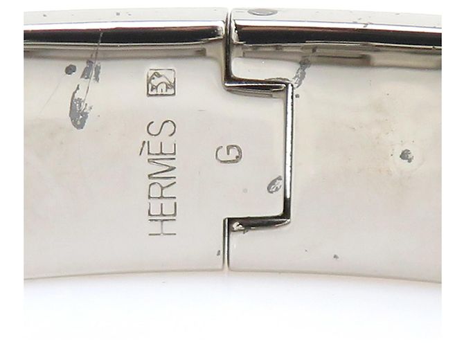 Hermès Hermes HERMES Bracciale Rigido Clic Clack H Argento Bianco sporco - vista 13