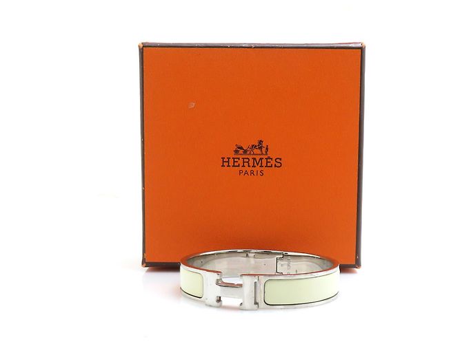 Hermès Hermes HERMES Bracciale Rigido Clic Clack H Argento Bianco sporco - vista 14