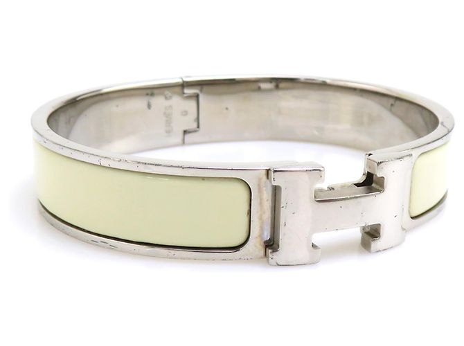 Hermès Hermes HERMES Bracciale Rigido Clic Clack H Argento Bianco sporco - vista 2
