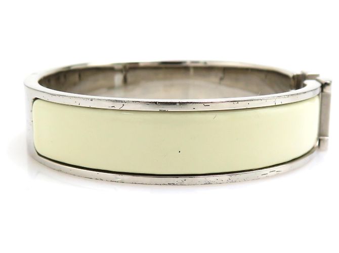 Hermès Hermes HERMES Bracciale Rigido Clic Clack H Argento Bianco sporco - vista 3