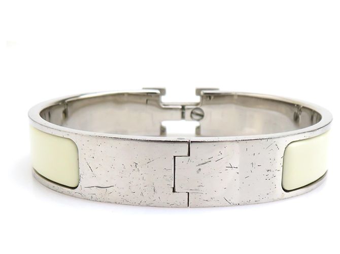 Hermès Hermes HERMES Bracciale Rigido Clic Clack H Argento Bianco sporco - vista 4