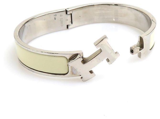 Hermès Hermes HERMES Bracciale Rigido Clic Clack H Argento Bianco sporco - vista 5