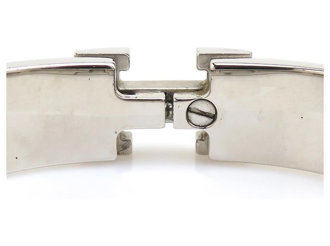 Hermès Hermes HERMES Bracciale Rigido Clic Clack H Argento Bianco sporco - vista 6