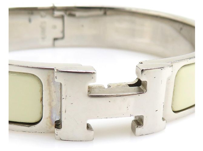 Hermès Hermes HERMES Bracciale Rigido Clic Clack H Argento Bianco sporco - vista 7