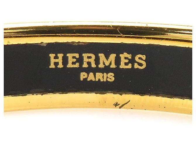 Hermès Hermes Emaille-Armreif Schwarz Weiß Golden - Ansicht 10