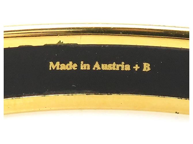 Hermès Hermes Emaille-Armreif Schwarz Weiß Golden - Ansicht 11