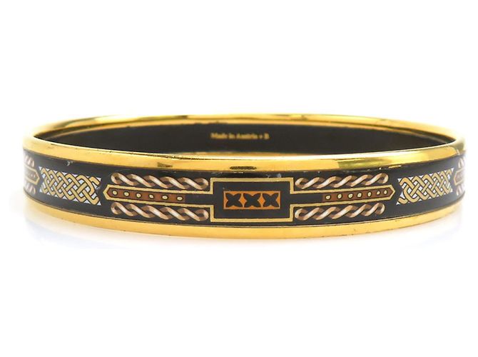 Hermès Hermes Emaille-Armreif Schwarz Weiß Golden - Ansicht 4