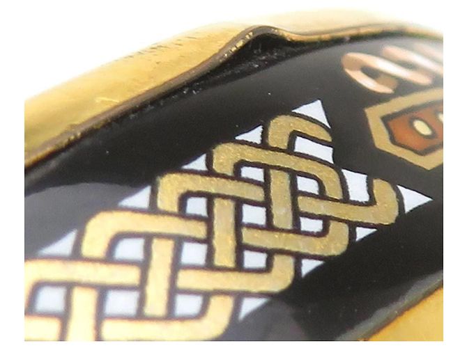 Hermès Hermes Emaille-Armreif Schwarz Weiß Golden - Ansicht 7