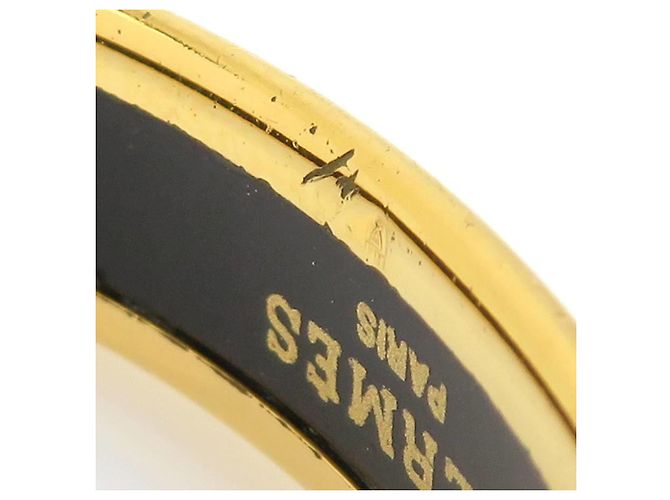 Hermès Hermes Emaille-Armreif Schwarz Weiß Golden - Ansicht 8