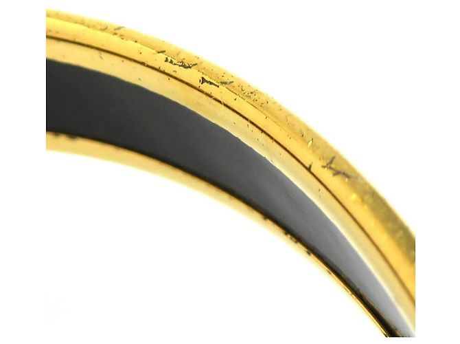 Hermès Hermes Emaille-Armreif Schwarz Weiß Golden - Ansicht 9