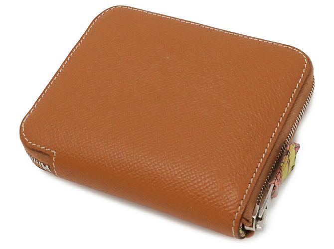 Hermès Cartera compacta de seda Azap Hermes Coñac - vista 3