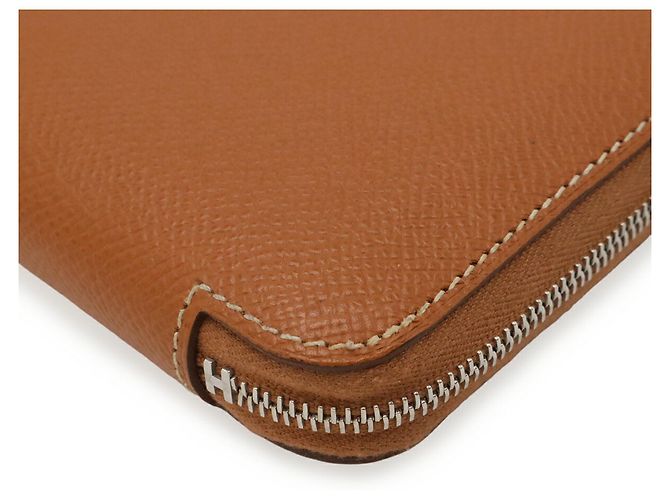 Hermès Cartera compacta de seda Azap Hermes Coñac - vista 4