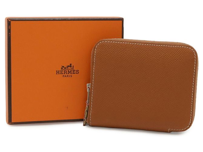 Hermès Cartera compacta de seda Azap Hermes Coñac - vista 9