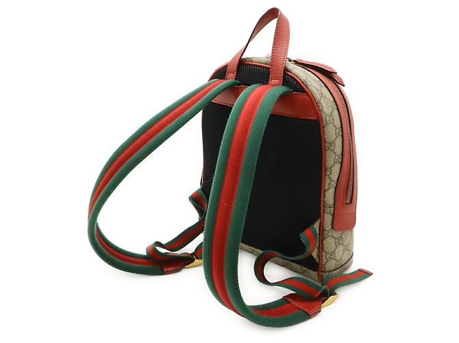 Zaino Gucci GG Supreme Bosco Appliqué Dog Rosa Beige Verde - vista 3