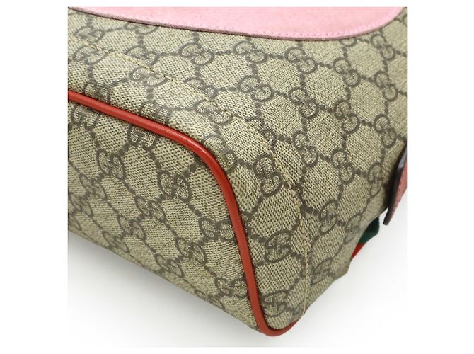 Zaino Gucci GG Supreme Bosco Appliqué Dog Rosa Beige Verde - vista 4