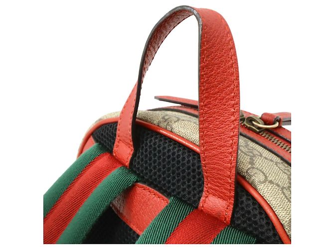 Zaino Gucci GG Supreme Bosco Appliqué Dog Rosa Beige Verde - vista 5