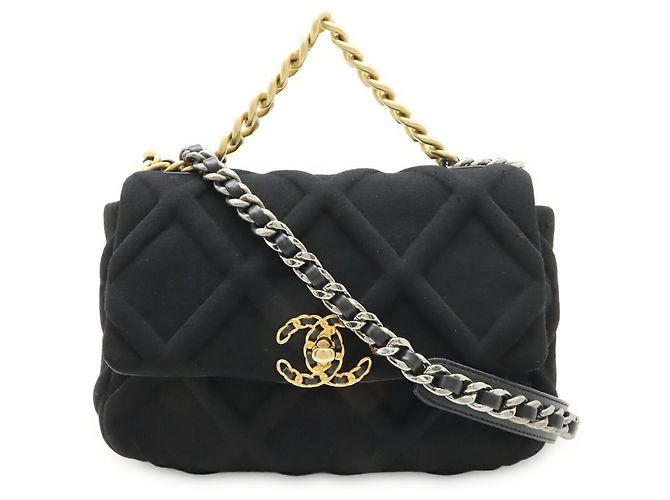 Borsa Chanel 19 Matelassé Coco Mark Chain Nero - vista 2
