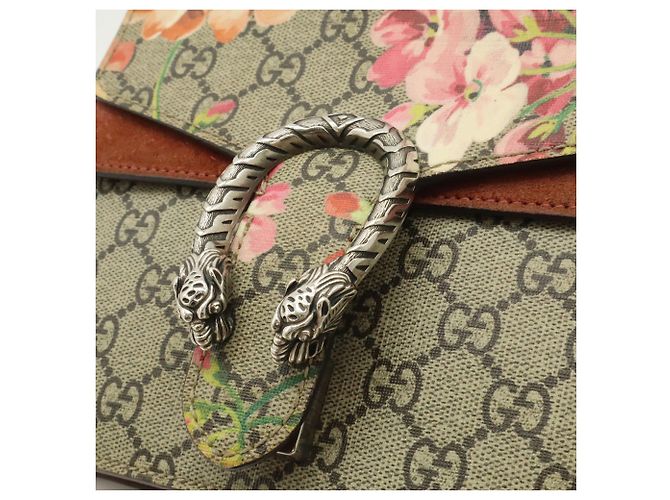 Borsa a tracolla con catena Gucci Dionysus GG Blooms Rosa Multicolore Beige - vista 10