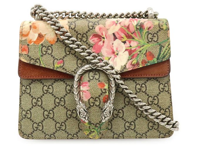 Borsa a tracolla con catena Gucci Dionysus GG Blooms Rosa Multicolore Beige - vista 2