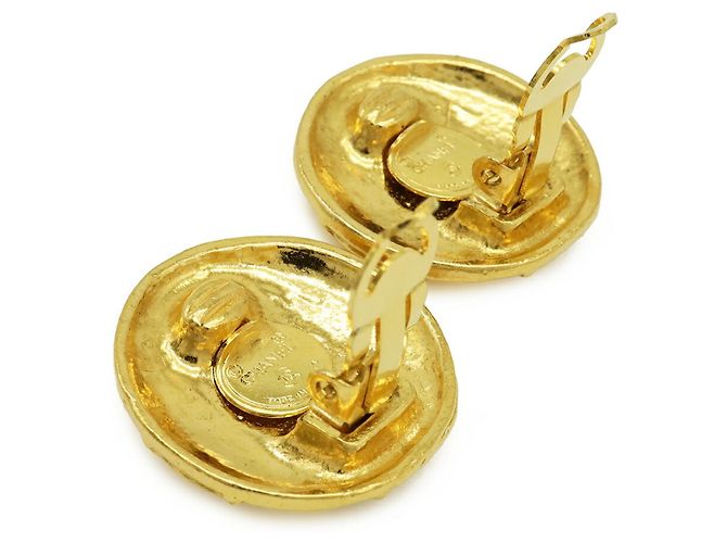 Boucles d'oreilles Chanel Coco Mark Button Doré - vue 5