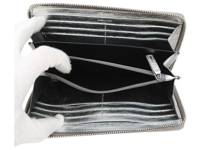 Portafoglio lungo Yves Saint Laurent in pelle argento - vista 4