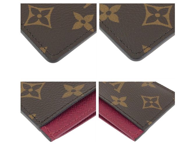 Tarjetero Monogram marrón y fucsia Louis Vuitton Castaño Monograma - vista 4