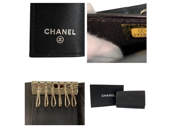 Chanel Coco Mark Black Leather Key Case - view 3