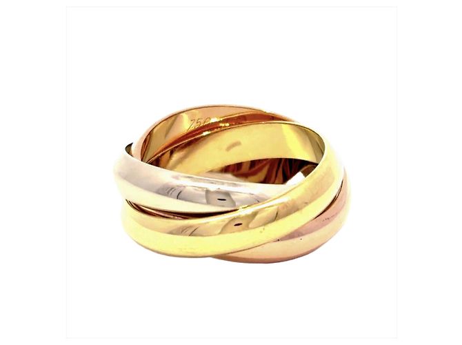 Anello Cartier Trinity in oro giallo rosa e bianco D'oro - vista 2