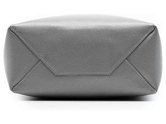 Cabas Céline Tote Verticale Celine in pelle di vitello granulata Small Grigia Marrone - vista 3