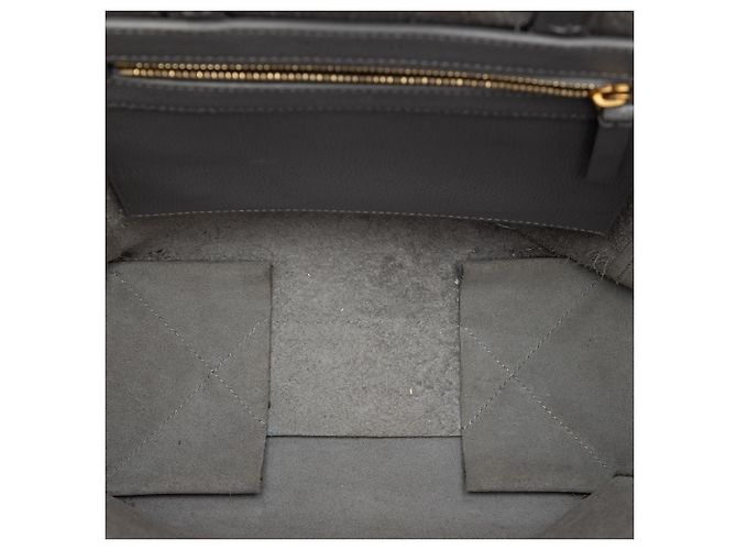 Cabas Céline Tote Verticale Celine in pelle di vitello granulata Small Grigia Marrone - vista 4