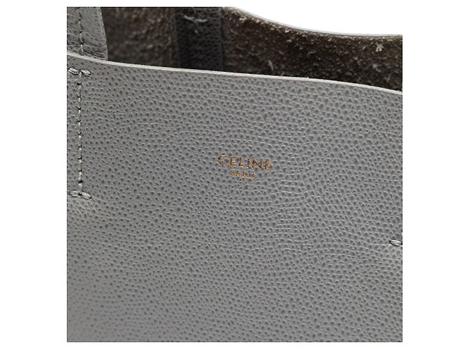 Cabas Céline Tote Verticale Celine in pelle di vitello granulata Small Grigia Marrone - vista 5