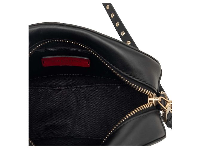 Borsa a tracolla Valentino Black Calfskin Rockstud VLTN Oval Nero - vista 4