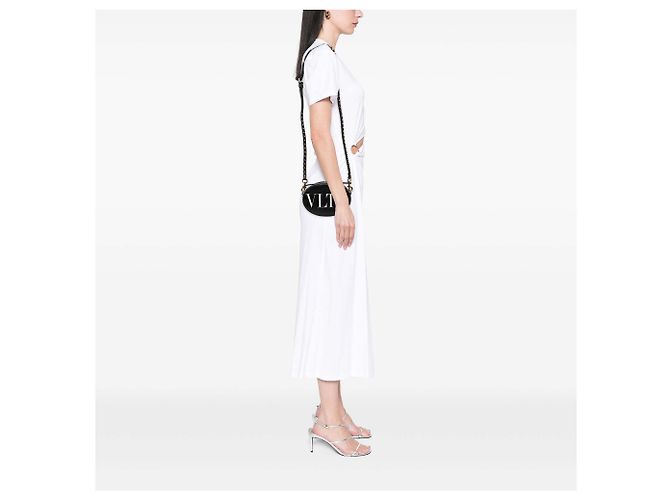 Borsa a tracolla Valentino Black Calfskin Rockstud VLTN Oval Nero - vista 6