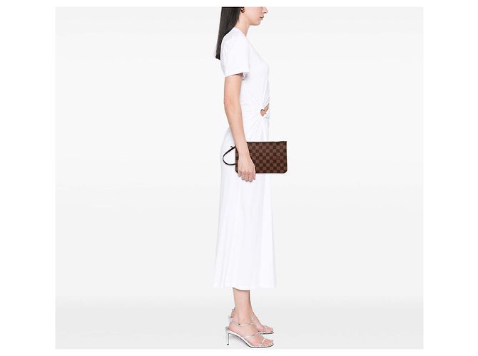 Pochette Louis Vuitton Damier Ebene Marrón Neverfull MM Castaño - vista 7