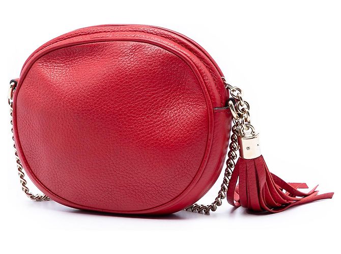 Gucci Red Mini Pebbled Calfskin Soho Chain Crossbody Rosso - vista 2