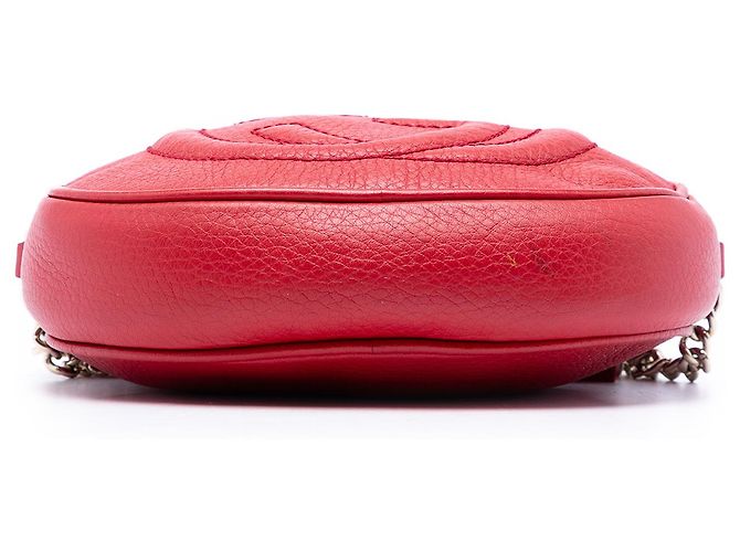 Gucci Red Mini Pebbled Calfskin Soho Chain Crossbody Rosso - vista 3