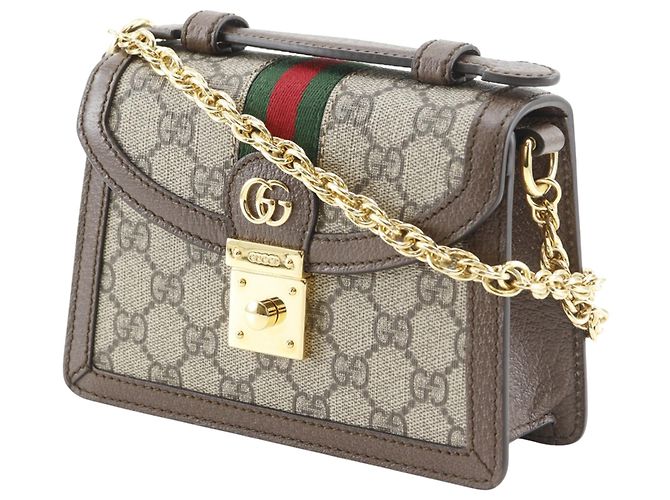 Borsa Gucci Beige Small GG Supreme Web Ophidia a manico - vista 2