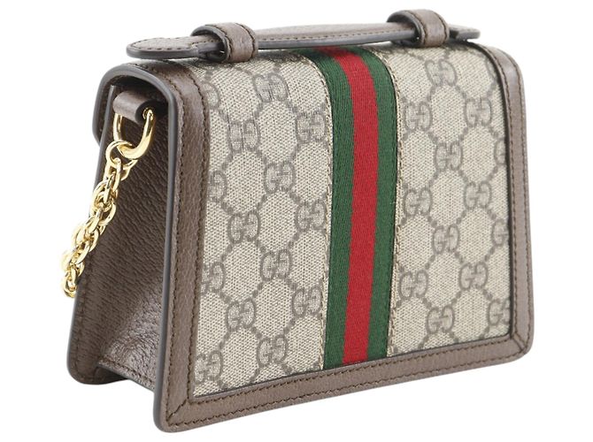 Borsa Gucci Beige Small GG Supreme Web Ophidia a manico - vista 3