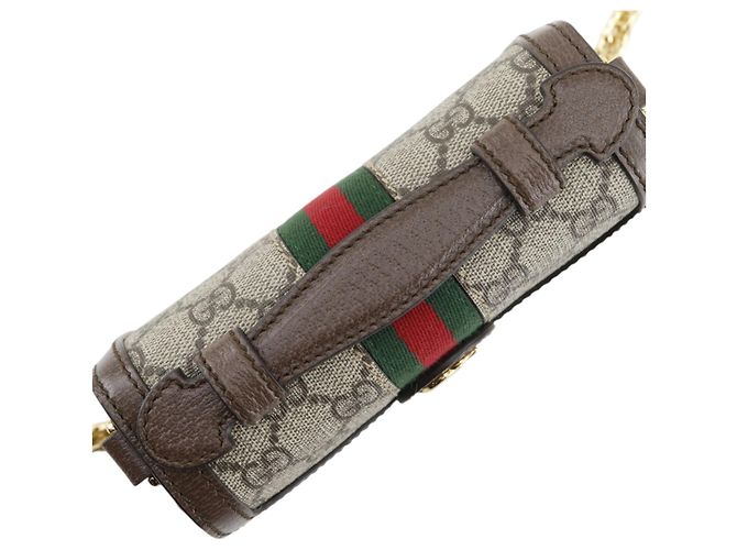 Borsa Gucci Beige Small GG Supreme Web Ophidia a manico - vista 9
