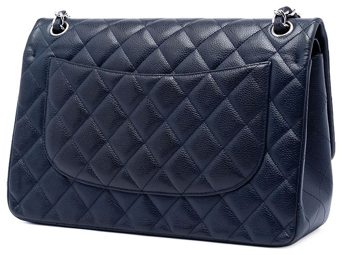 Chanel Blue Jumbo Classic Caviar Double Flap Blu navy - vista 2