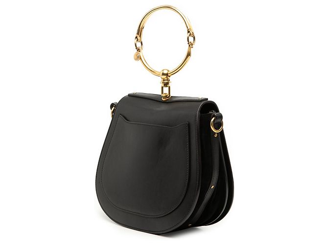Borsa a tracolla Nile in pelle nera media Chloé Nero - vista 2