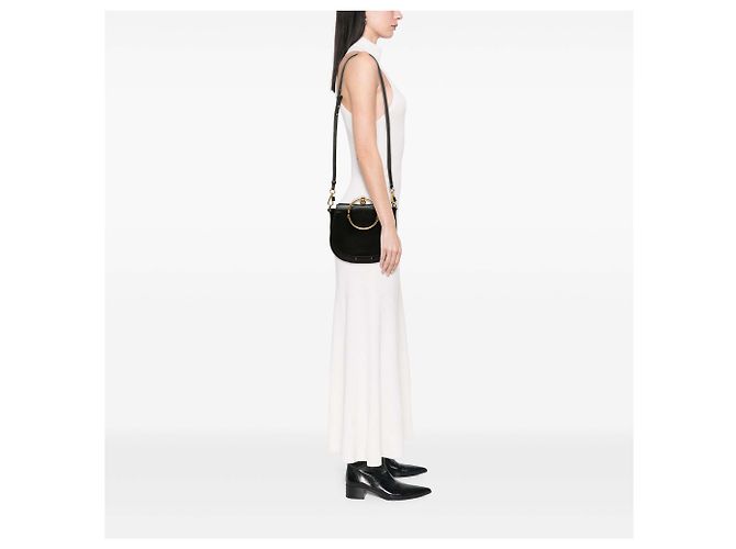 Borsa a tracolla Nile in pelle nera media Chloé Nero - vista 7