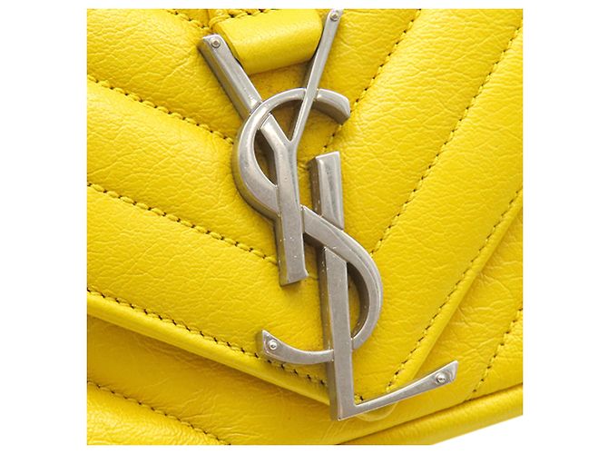 Borsa Classic Chain in pelle di vitello Baby Chevron Monogram giallo Saint Laurent - vista 10