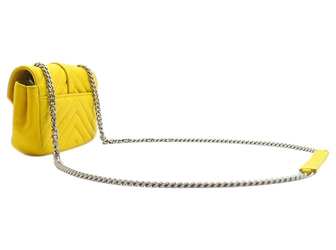 Borsa Classic Chain in pelle di vitello Baby Chevron Monogram giallo Saint Laurent - vista 2