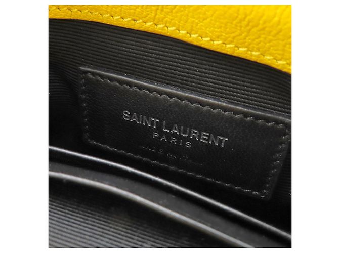 Borsa Classic Chain in pelle di vitello Baby Chevron Monogram giallo Saint Laurent - vista 5