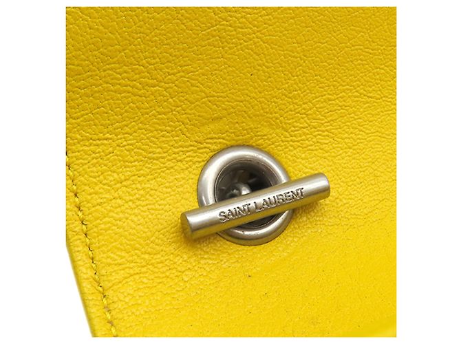 Borsa Classic Chain in pelle di vitello Baby Chevron Monogram giallo Saint Laurent - vista 9
