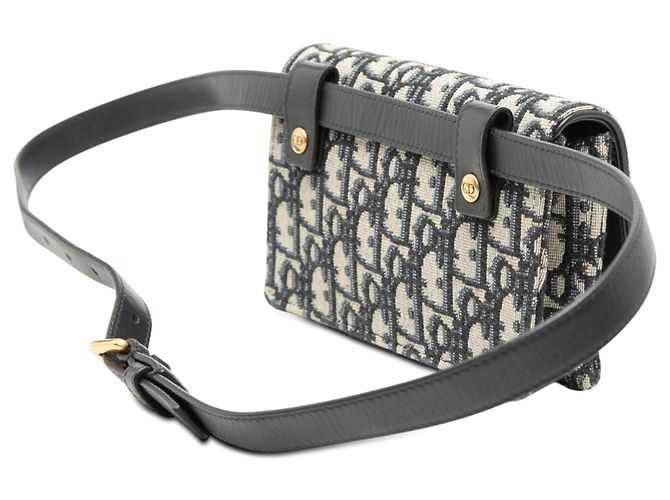 Dior Saddle Gürteltasche aus Blue Oblique Canvas Blau Marineblau - Ansicht 2