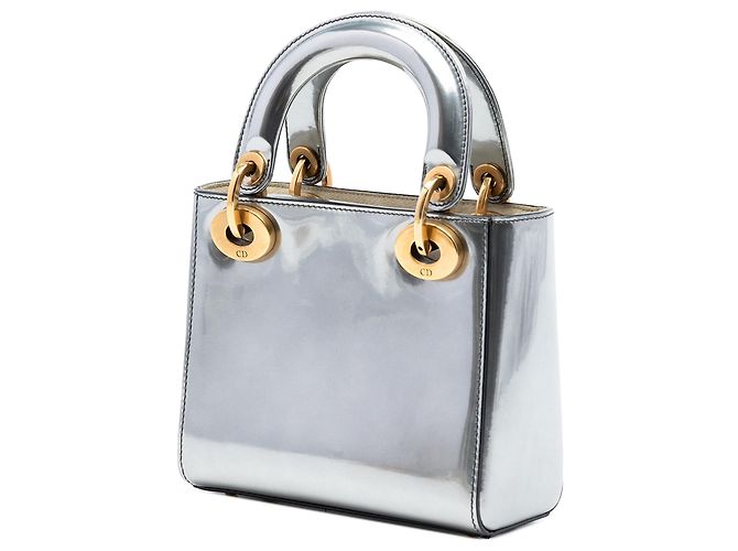 Lady Dior Mini in vernice metallizzato argento Dior - vista 2